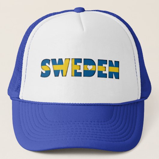 Sweden Flag Colors Typography Trucker Hat Pet (Voorkant)
