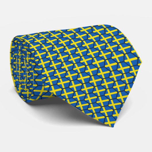 Sweden Flag Honeycomb Tie Stropdas (Opgerold)