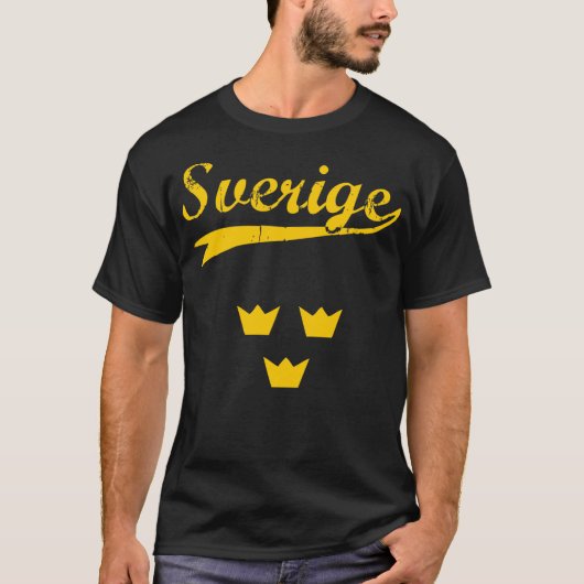 Sweden, Sverige, 3 crowns and text T-shirt (Voorkant)