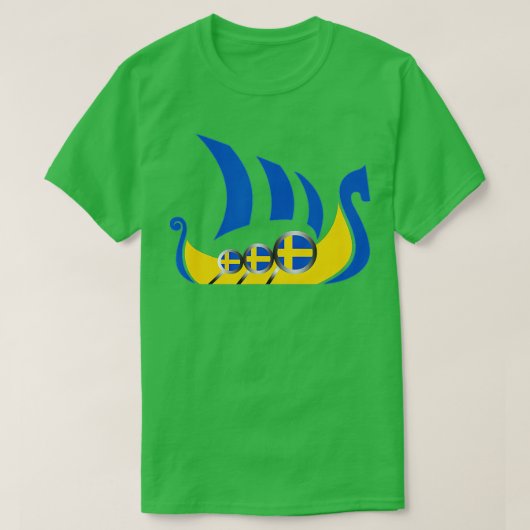 Sweden Viking Ship Swedish Flag Dragon Boat T-shirt (Design voorkant)
