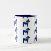 Swedish Blue Dala Horse Pattern Scandinavian Tweekleurige Koffiemok (Center)