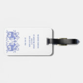 Swedish Dala Horse Folk Art Blue & White Custom Bagagelabel (Achterkant horizontaal)