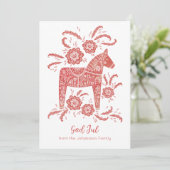 Swedish Dala Horse God Jul Feestdagenkaart (Staand voorkant)