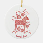 Swedish Dala Horse God Jul Keramisch Ornament (Voorkant)