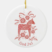 Swedish Dala Horse God Jul Keramisch Ornament (Achterkant)