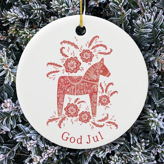 Swedish Dala Horse God Jul Keramisch Ornament
