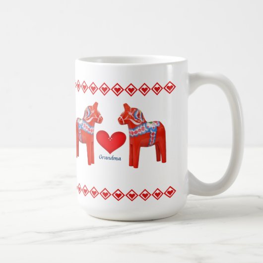 Swedish Dala Horse Hearts Grandma Koffiemok (Rechts)
