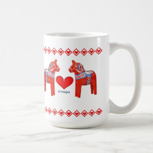 Swedish Dala Horse Hearts Grandpa Koffiemok