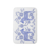 Swedish Dala Horse Indigo Blue and White Bath Mat (Voorkant Verticaal)