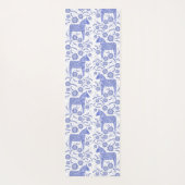 Swedish Dala Horse Indigo Blue Folk Art Yoga Mat (Achterkant)