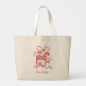 Swedish Dala Horse Persoonlijk Grote Tote Bag (Achterkant)
