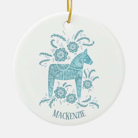 Swedish Dala Horse Persoonlijk Keramisch Ornament (Voorkant)