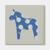 Swedish dala horse with daisys magneet (Voorkant)