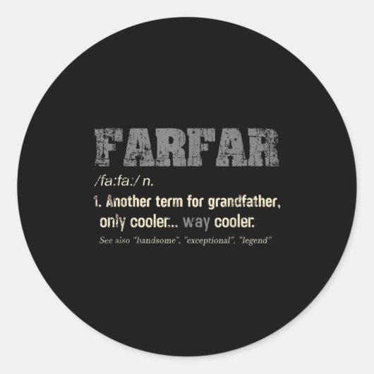 Swedish Farfar Funny Definition Grandpa Gift Ronde Sticker (Voorkant)