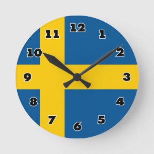 Swedish flag of Sweden custom round wall clock Ronde Klok