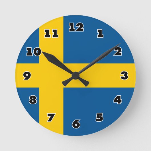 Swedish flag of Sweden custom round wall clock Ronde Klok (Voorkant)