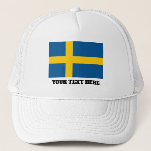 Swedish flag of Sweden custom trucker hat Trucker Pet (Voorkant)