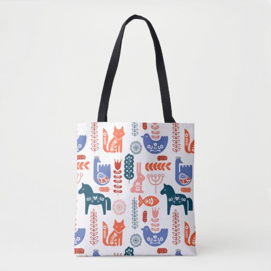 Swedish Folk Art Forest Animal Tote Bag (Voorkant)