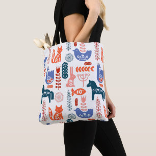 Swedish Folk Art Forest Animal Tote Bag