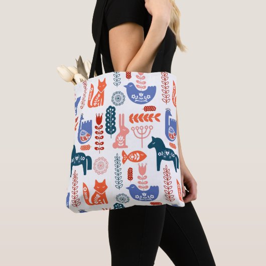 Swedish Folk Art Forest Animal Tote Bag (Dichtbij)