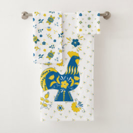 Swedish Folk Dala Rooster Bad Handdoek