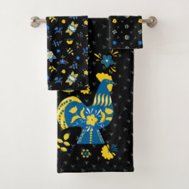 Swedish Folk Dala Rooster Bad Handdoek