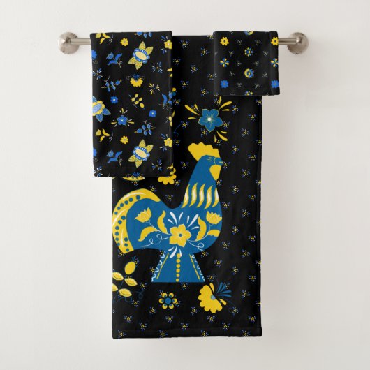 Swedish Folk Dala Rooster Bad Handdoek (Insitu)