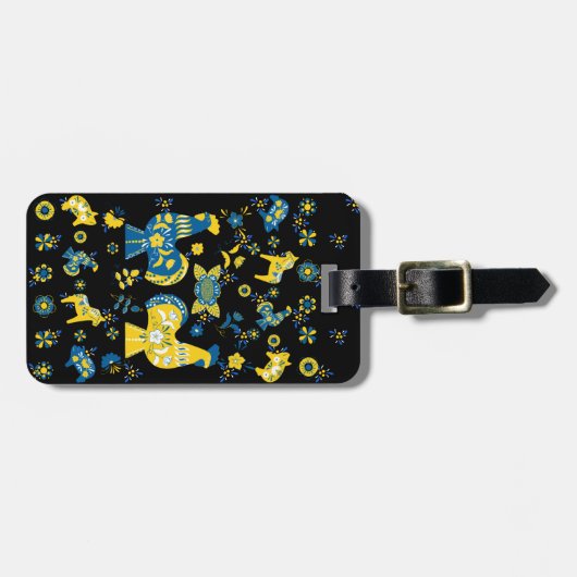 Swedish Folk Dala Rooster Bagagelabel (Voorkant horizontaal)