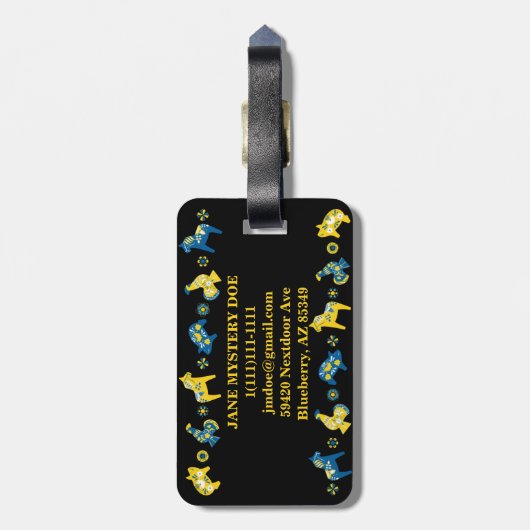 Swedish Folk Dala Rooster Bagagelabel (Achterkant verticaal)