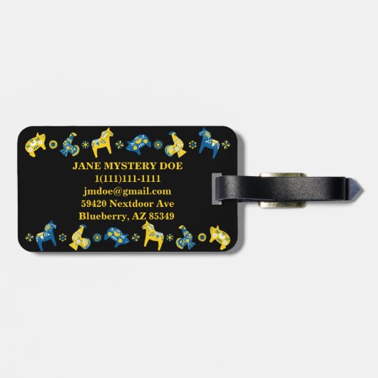 Swedish Folk Dala Rooster Bagagelabel (Achterkant horizontaal)