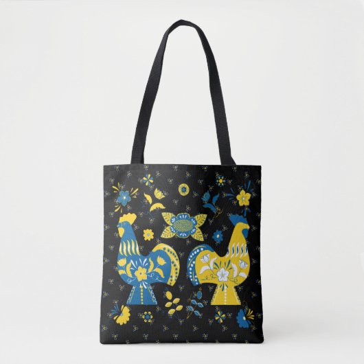 Swedish Folk Dala Rooster Tote Bag (Voorkant)