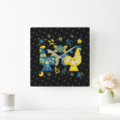 Swedish Folk Dala Rooster Vierkante Klok (Huis)