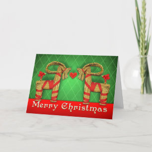 Swedish Julbok Twins Christmas Heart Personalized Feestdagen Kaart
