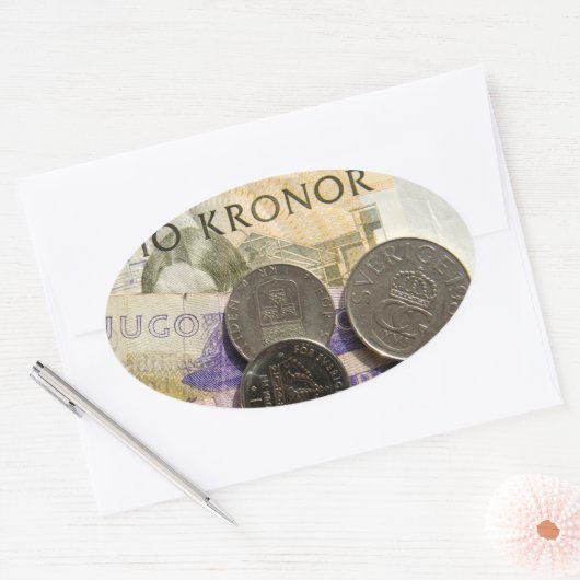 Swedish kroner ovale sticker (Envelop)
