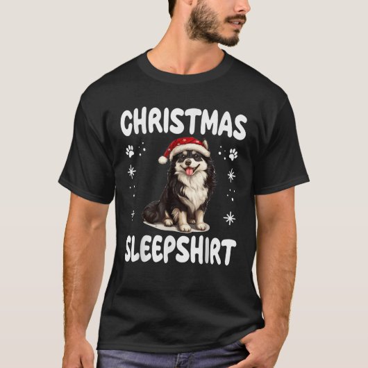 Swedish Lapphund Dog Nightgown Pajama Christmas Sl T-shirt (Voorkant)