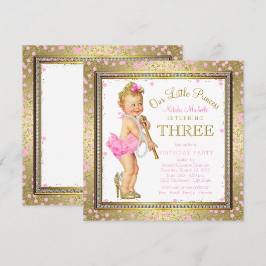 Sweel Little Princess 3e verjaardagsfeestje Kaart (Voorkant / Achterkant)