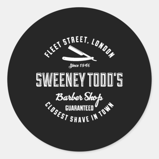 Sweeney Todd's kapperszaak Ronde Sticker (Voorkant)
