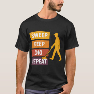 Sweep Beep Graaf Herhaal Metaaldetectie T-shirt