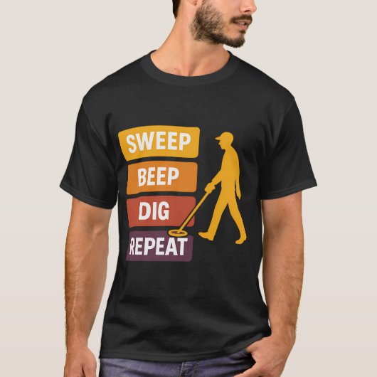 Sweep Beep Graaf Herhaal Metaaldetectie T-shirt (Voorkant)