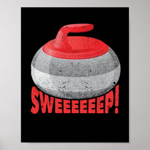 Sweep Curling-spelers Rock Stone Broom Winter Poster