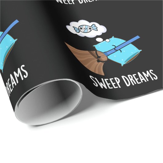 Sweep Dreams Funny Broom Pun Dark BG Cadeaupapier (Rol Hoek)