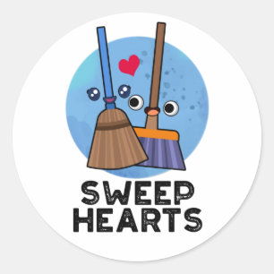 Sweep Hearts Funny Sweet Hearts Broom Pun Ronde Sticker