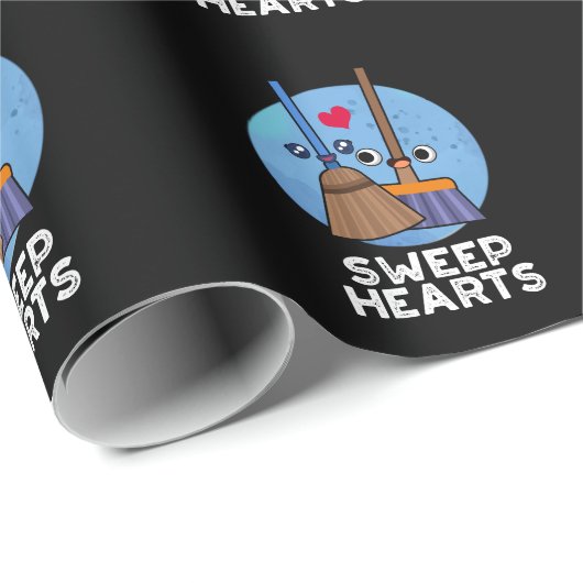 Sweep Hearts Grappig Koppel Pun Donkere BG Cadeaupapier (Rol Hoek)
