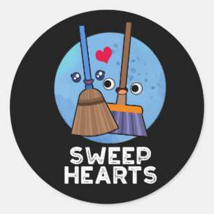 Sweep Hearts Grappig Koppel Pun Donkere BG Ronde Sticker