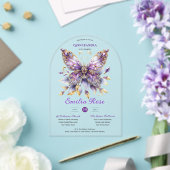 Sweet15 Butterflies QUINCEANERA Paarse Blauw Goud Acryl Uitnodigingen (Insitu (Huwelijk))