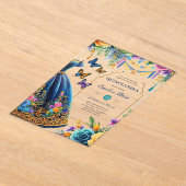 Sweet15 Mis Quince Fiesta Vlinders Blauw Groen Acryl Uitnodigingen (Laagn)