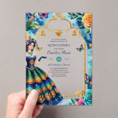 Sweet15 Quinceanera Vlinders Fiesta Bloemen Acryl Uitnodigingen (Insitu (Draagbaar))