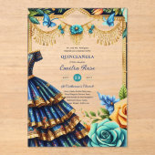 Sweet15 Verjaardag Quinceanera Vlinders Fiesta Acryl Uitnodigingen (Voorkant)