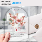 Sweet15 Vlinders QUINCEANERA Roze Roze Diamant Acryl Uitnodigingen