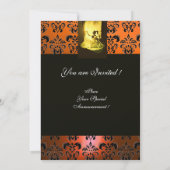 SWEET16 BIRTHDAY PARTIJ GEEL ZWART DAMASK Gold Kaart (Achterkant)